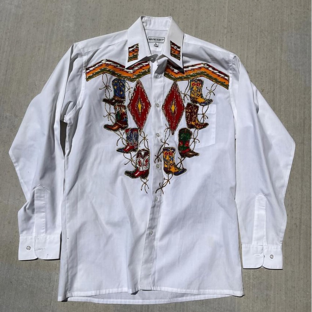 Wayne Scott Funky Western Button-Up- Size Small 14- 14 1/2